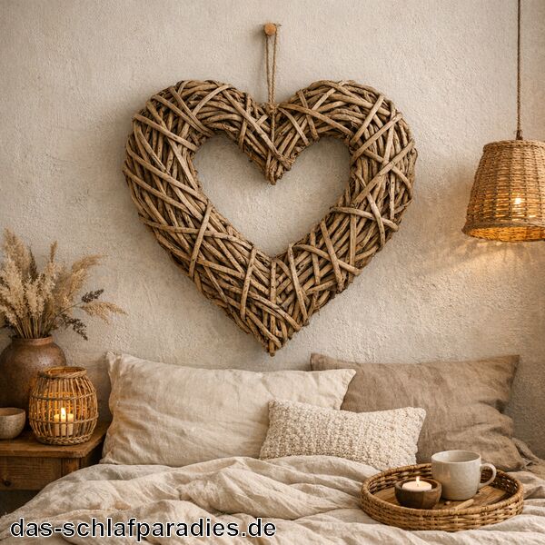 Rattanherz für das Schlafzimmer