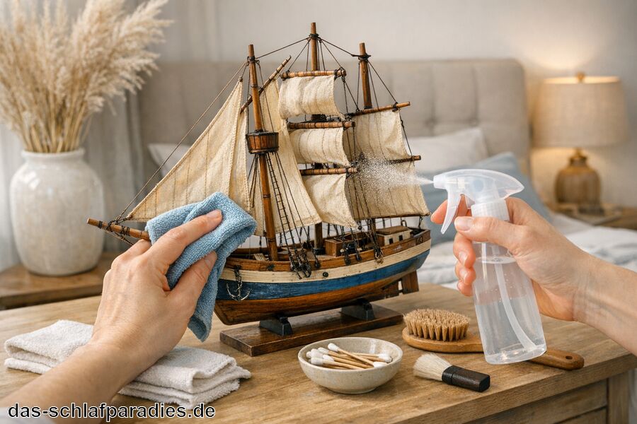 Pflege und Reinigung der Dekoration - Deko Segelschiff für das Schlafzimmer