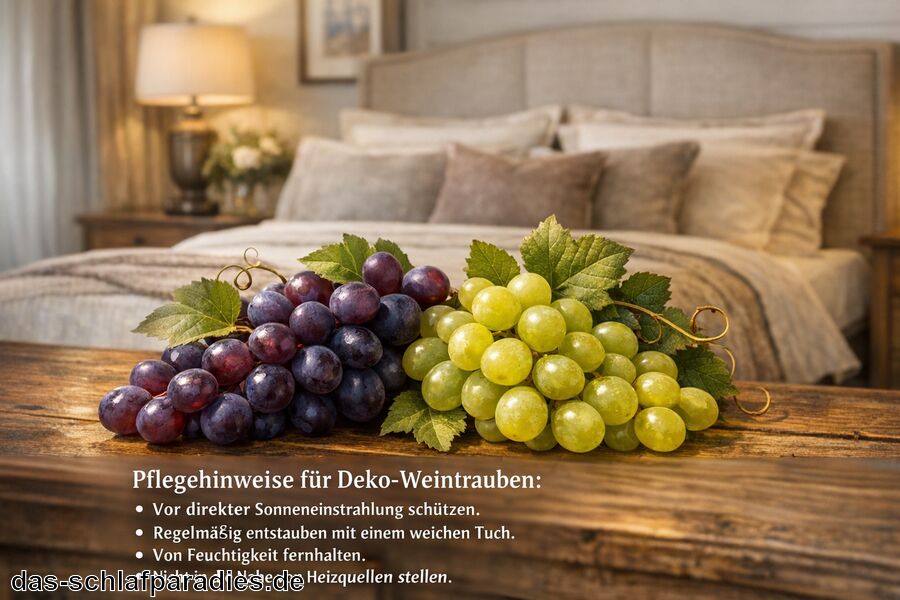 Pflegehinweise für langlebige Deko beachten - Deko Weintrauben für das Schlafzimmer