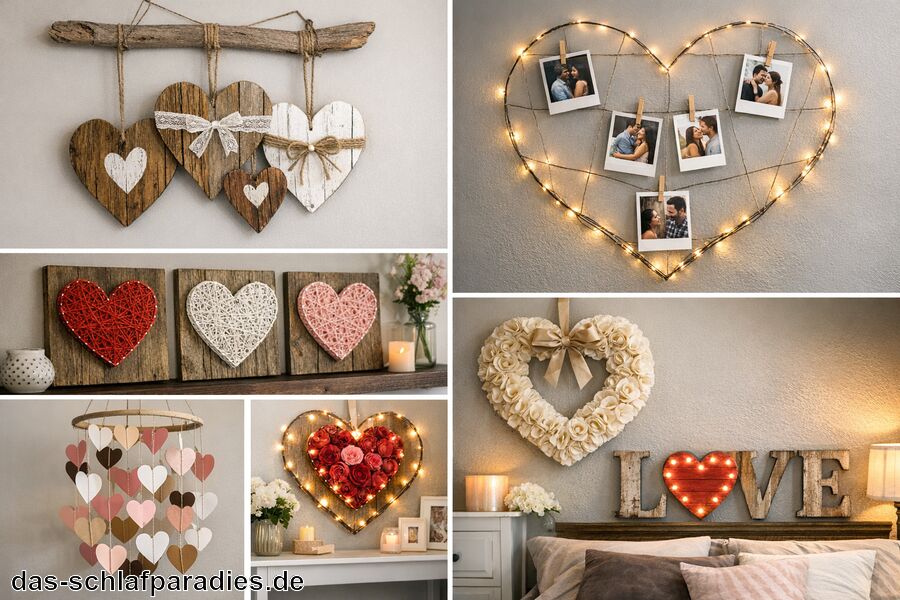 DIY-Projekte für individuelle Herz-Deko - Deko Herzen für das Schlafzimmer