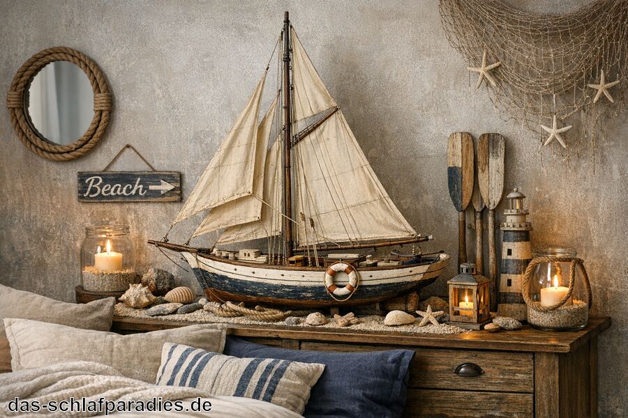 Kreative Gestaltungsideen für individuelles Ambiente - Deko Schiff für das Schlafzimmer