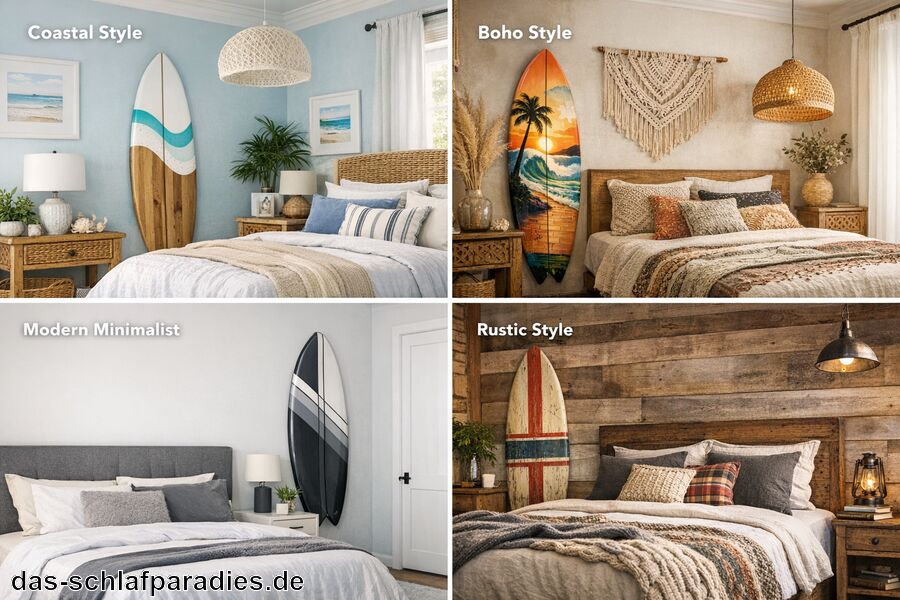 Tipps zur Integration in verschiedene Raumstile - Deko Surfbrett für das Schlafzimmer