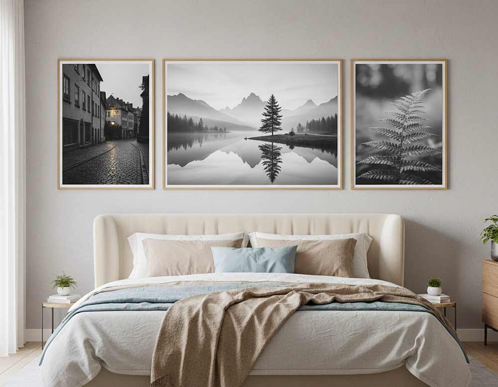 Schwarz Weiß Fotos als Bilder im Schlafzimmer Schwarz Weiß Fotos als Bilder im Schlafzimmer