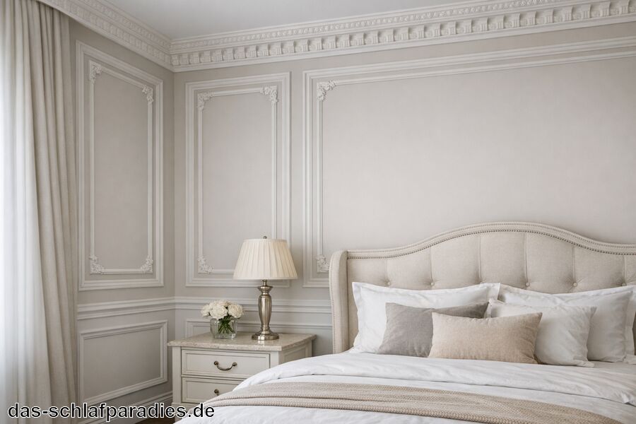Stuck-Leisten an Wänden im Schlafzimmer Stuck-Leisten an Wänden im Schlafzimmer